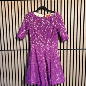Monique Lhuillier Purple Lace Mini Dress